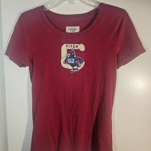 Abercrombie & Fitch Red Shirt with Blue Mascot Patch